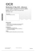 A LEVEL ENGLISH LANGUAGE AND LITERATURE 2025 H474&lowbar;01 QUESTION PAPER &vert; EXPLORING NON FICTION AND SPOKEN TEXTS 