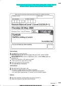 Pearson Edexcel Level 1&sol;Level 2 GCSE &lpar;1TUO&lowbar;1H&rpar; May 2025 - Turkish&colon; Paper 4&colon; Writing in Turkish - Question Paper and Mark Scheme Combined