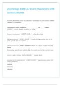 psychology 2000 LSU exam 2 Questions with correct answers 