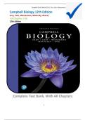 Full Test Bank - Campbell Biology 12th Edition by Urry, Cain, Wasserman, Minorsky, Reece) All Chapter 1-56 latest Update Version