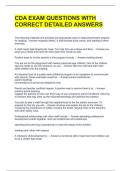 CDA EXAM QUESTIONS WITH CORRECT DETAILED ANSWERS 