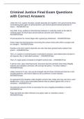 Criminal Justice Final Exam Questions with Correct Answers