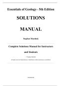 Solutions Manual for Essentials of Geology&comma; 5th edition by Stephen Marshak All Chapters Covered
