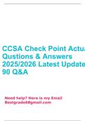 CCSA Check Point Actua Qustions & Answers 2025&sol;2026 Latest Update 90 Q&A