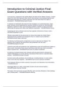 Introduction to Criminal Justice Final Exam Questions with Verified Answers