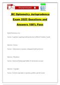 BC Optometry Jurisprudence Exam 2025 Questions and Answers 100&percnt; Pass