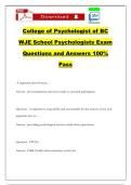 College of Psychologist of BC WJE School Psychologists Exam Questions and Answers 100&percnt; Pass