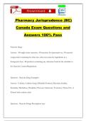 Pharmacy Jurisprudence &lpar;BC&rpar; Canada Exam Questions and Answers 100&percnt; Pass
