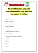 American Red Cross CPR&comma; CPR - American Red Cross Exam Questions and Answers 100&percnt; Pass