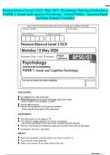 Pearson Edexcel Level 3 GCE -May 2025 -Pyschology &lpar;Advanced Subsidiary&rpar; PAPER 1&colon; Social and Cognitive Psychology - Global Politics - Question Paper and Mark Scheme Combined