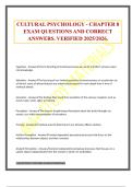 CULTURAL PSYCHOLOGY - CHAPTER 8 EXAM QUESTIONS AND CORRECT ANSWERS&period; VERIFIED 2025&sol;2026&period;