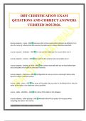 DBT CERTIFICATION EXAM QUESTIONS AND CORRECT ANSWERS VERIFIED 2025&sol;2026&period;