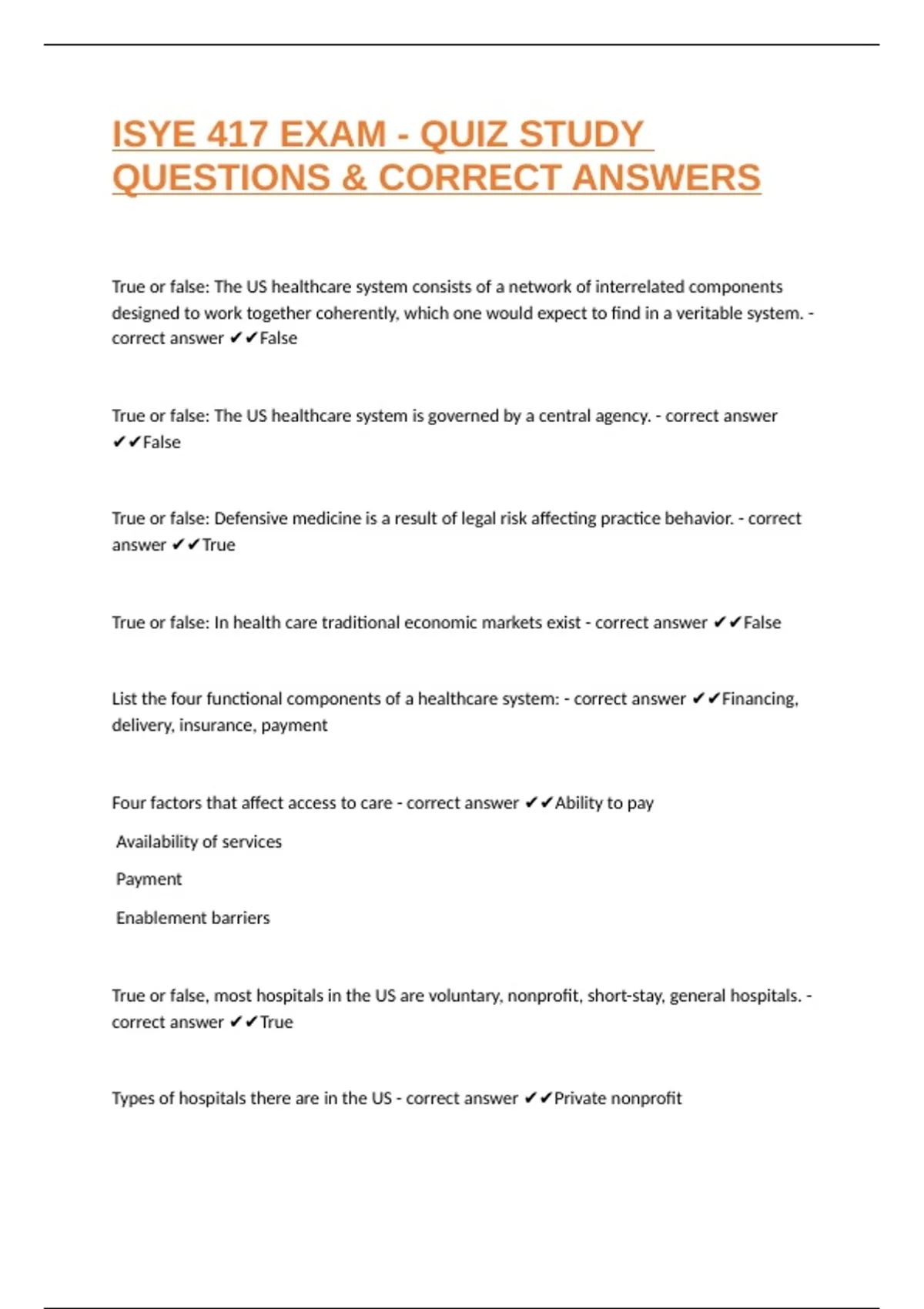 Isye 417 Exam - Quiz Study Questions & Correct Answers - ISYE 417 ...