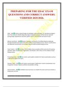 PREPARING FOR THE EDAC EXAM QUESTIONS AND CORRECT ANSWERS&period; VERIFIED 2025&sol;2026