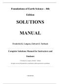 Solutions Manual &mdash; Foundations of Earth Science&comma; 8th Edition &mdash; Frederick K&period; Lutgens&comma; Edward J&period; Tarbuck & Dennis Tasa &mdash; ISBN 9780134184814 &mdash; Latest Update 2025&sol;2026 &mdash; &lpar;All Chapters Covered&rpar;