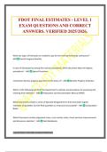 FDOT FINAL ESTIMATES - LEVEL 1 EXAM QUESTIONS AND CORRECT ANSWERS&period; VERIFIED 2025&sol;2026&period;