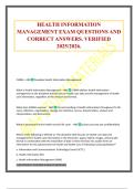 HEALTH INFORMATION MANAGEMENT EXAM QUESTIONS AND CORRECT ANSWERS&period; VERIFIED 2025&sol;2026&period;