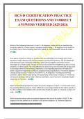 HCS-D CERTIFICATION PRACTICE EXAM QUESTIONS AND CORRECT ANSWERS VERIFIED 2025&sol;2026&period;