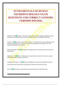 FUNDAMENTALS OF HUMAN NEUROPSYCHOLOGY EXAM QUESTIONS AND CORRECT ANSWERS. VERIFIED 2025/2026.