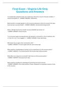 Final Exam - Virginia Life Only Questions and Answers