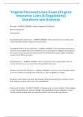 Virginia Personal Lines Exam &lpar;Virginia Insurance Laws & Regulations&rpar; Questions and Answers