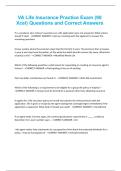 VA Life Insurance Practice Exam &lpar;90 Xcel&rpar; Questions and Correct Answers