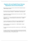 Virginia Life and Health Exam Review Questions and Correct Answers