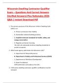 Wisconsin Dwelling Contractor Qualifier  Exam &ndash; Questions And Correct Answers  &lpar;Verified Answers&rpar; Plus Rationales 2026  Q&A &vert; Instant Download Pdf 