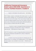 California Commercial Insurance Exam Latest 2025-2026&period; Questions & Correct Verified Answers&period; Graded A