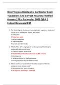 West Virginia Residential Contractor Exam &ndash;Questions And Correct Answers &lpar;Verified  Answers&rpar; Plus Rationales 2026 Q&A &vert;  Instant Download Pdf 