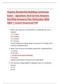 Virginia Residential Building Contractor  Exam &ndash; Questions And Correct Answers  &lpar;Verified Answers&rpar; Plus Rationales 2026  Q&A &vert; Instant Download Pdf 