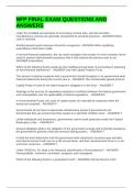 NFP FINAL EXAM QUESTIONS AND ANSWERS