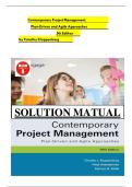 Solution Manual for Contemporary Project Management&colon; Plan-Driven and Agile Approaches &lpar;5th Edition&rpar; by Timothy Kloppenborg