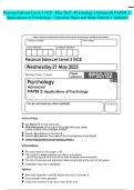 Pearson Edexcel Level 3 GCE -May 2025 -Pyschology &lpar;Advanced&rpar; PAPER 2&colon; Applications of Psychology - Question Paper and Mark Scheme Combined