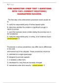FIRE INSPECTOR I PREP TEST 1 QUESTIONS  WITH 100&percnt; CORRECT SOLUTIONS &vert;  GUARANTEED SUCCESS&period;