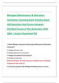 Michigan Maintenance & Alteration  Contractor Licensing Exam Practice Exam  100 Questions And Correct Answers  &lpar;Verified Answers&rpar; Plus Rationales 2026  Q&A
