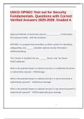 USCG OPSEC Test out for Security Fundamentals&period; Questions with Correct Verified Answers 2025-2026&period; Graded A