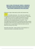 AQA A LEVEL PSYCHOLOGY PAPER 2&colon; RESEARCH METHODS EXAM QUESTIONS WITH COMPLETE SOLUTIONS GUARANTEED PASS 2025&sol;2026
