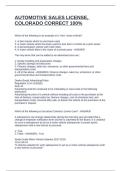 AUTOMOTIVE SALES LICENSE&comma; COLORADO CORRECT 100&percnt;