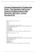Georgia Fundamentals of Engineering  Exam &ndash; Test Questions And Correct  Answers &lpar;Verified Answers&rpar; Plus  Rationales 2026 Q&A &vert; Instant  Download Pdf