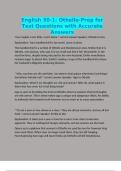 English 30-1&colon; Othello-Prep for Test Questions with Accurate Answers