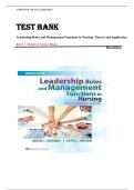 Test Bank for Leadership Roles and Management Functions in Nursing: Theory and Application 9th Edition by Bessie L. Marquis |ISBN: 9781496349798| Guide A+