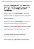 Jamaica Road Code ACTUAL Exam With  Questions And Correct Verified Answers  Graded A&plus; GUARANTEED 10&percnt; PASS  LATEST 2025 