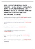 ODP CONTACT LENS FINAL EXAM  VERSION 1 AND 2 NEWEST 2025 ACTUAL  EXAM COMPLETE QUESTIONS AND  CORRECT DETAILED ANSWERS &lpar;VERIFIED  ANSWERS&rpar; &vert;ALREADY GRADED A&plus;  &lpar;BRAND NEW VERSION&excl;&rpar; 