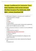 Georgia Conditioned Air Contractor Class I  Exam Questions And Correct Answers  &lpar;Verified Answers&rpar; Plus Rationales 2026  Q&A &vert; Instant Download Pdf 