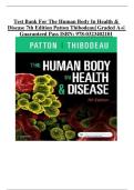 Test Bank For The Human Body In Health & Disease 7th Edition Patton Thibodeau All Chapters&vert; Graded A&plus;&vert; Guaranteed Pass LATEST Update  2025&sol;2026