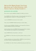 Drivers Ed- Illinois Permit Test Exam  Questions and Verified Solutions 100&percnt;  Correct Answers Already Graded A&plus;