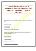 HS 2211 - HUMAN ANATOMY & PHYSIOLOGY EXAM QUESTIONS AND CORRECT ANSWERS&period; VERIFIED 2025&sol;2026&period;