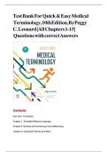 Test Bank For Quick & Easy Medical Terminology&comma; 10th Edition&comma; By Peggy C&period; Leonard All Chapters 1-15 LATEST