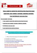 TEXAS ASBESTOS INSPECTOR CERTIFICATION PRACTICE EXAM  QUESTIONS AND CORRECT ANSWERS &lpar;VERIFIED ANSWERS&rpar;  PLUS RATIONALES 2025&vert;2026 Q&A